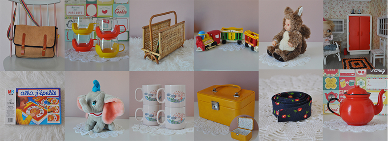 supérette vintage objet déco rétro jouets vetements tissu pola