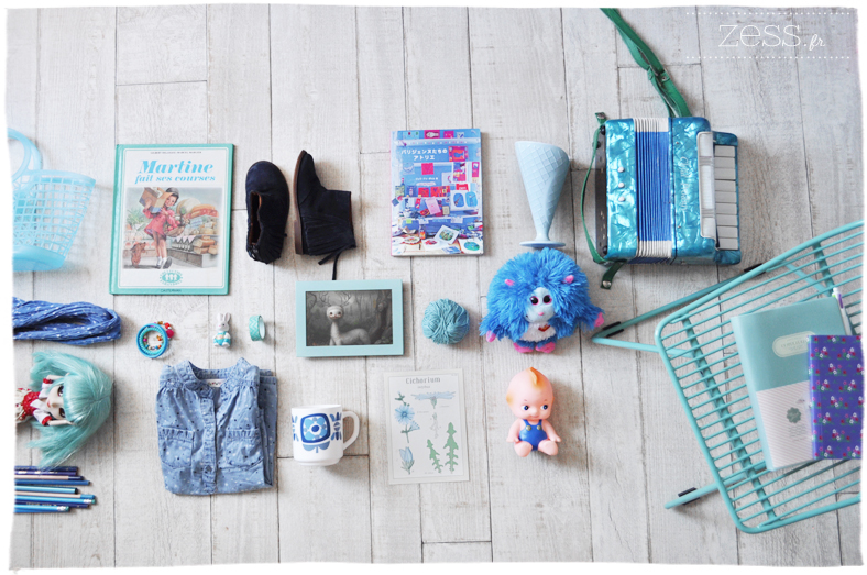 compilation bleu objet vintage girly maternité