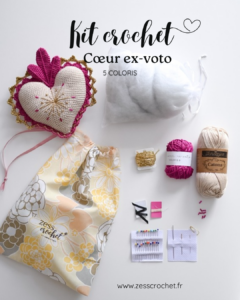 kit crochet deco coeur ex voto 