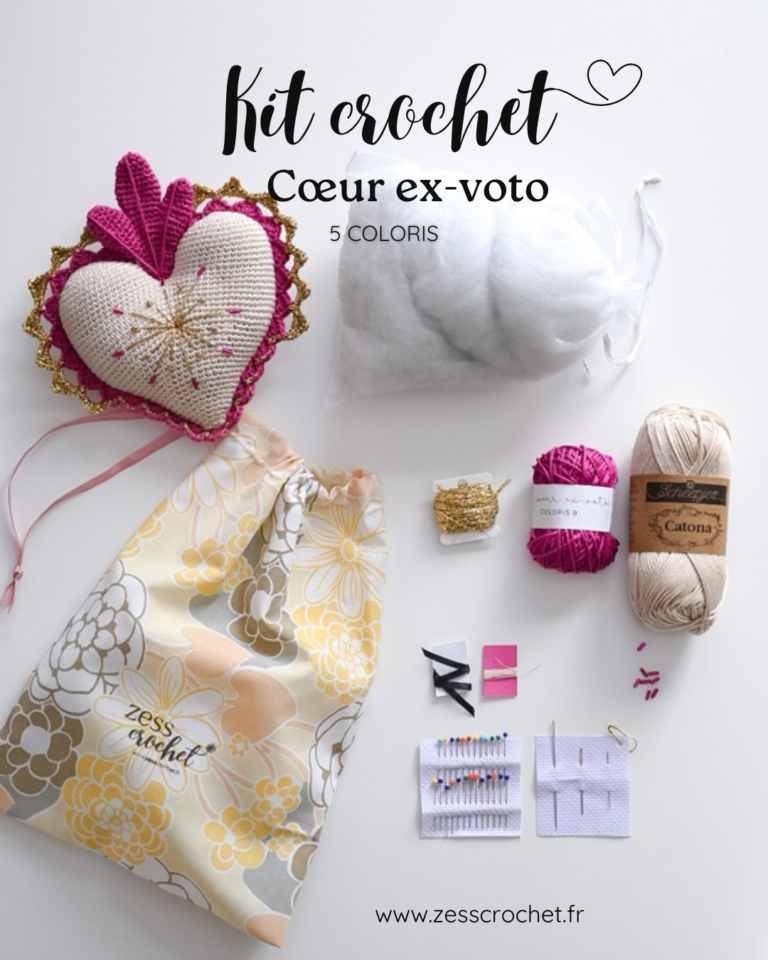 kit crochet coeur ex voto