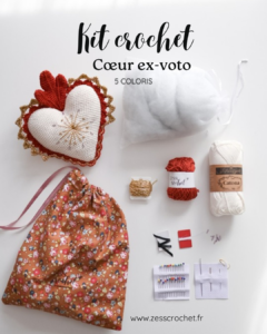 kit crochet deco coeur ex voto 