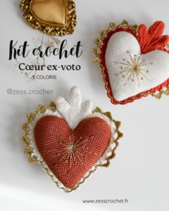 kit crochet deco coeur ex voto 