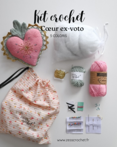 kit crochet deco coeur ex voto 