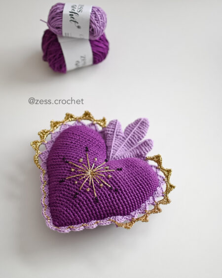 Kit crochet DIY - cœur ex-voto 5 coloris au choix - Violet/parme