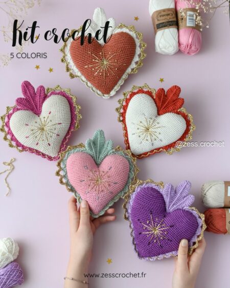 kit crochet coeur ex voto déco