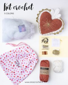 kit crochet coeur ex voto déco