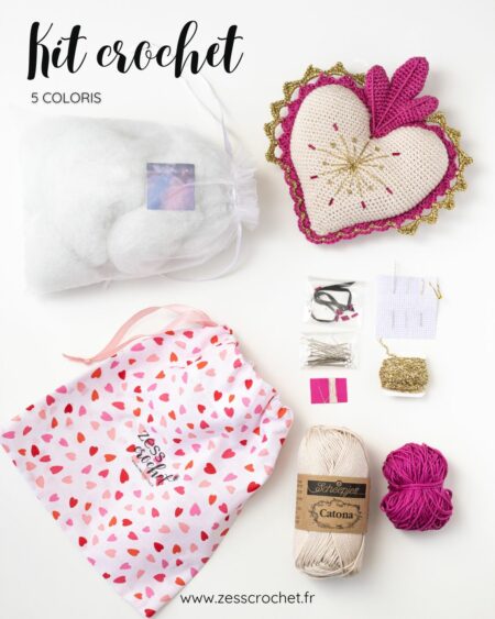 kit crochet coeur ex voto déco