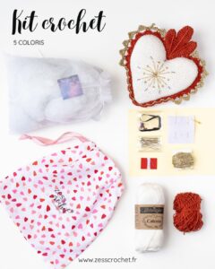 kit crochet coeur ex voto déco