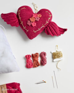kit crochet coeur ailes fleurs