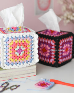 tuto crochet granny square boite mouchoirs