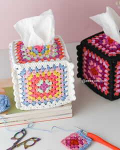 tuto crochet granny square boite mouchoirs
