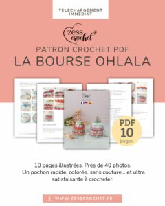 Bourse crochet facile avec cordon coulissant – patron PDF