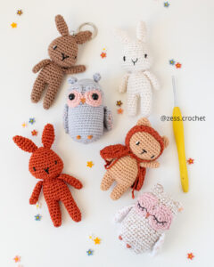 3 tutoriels mini amigurumi lapin ours chouette hibou