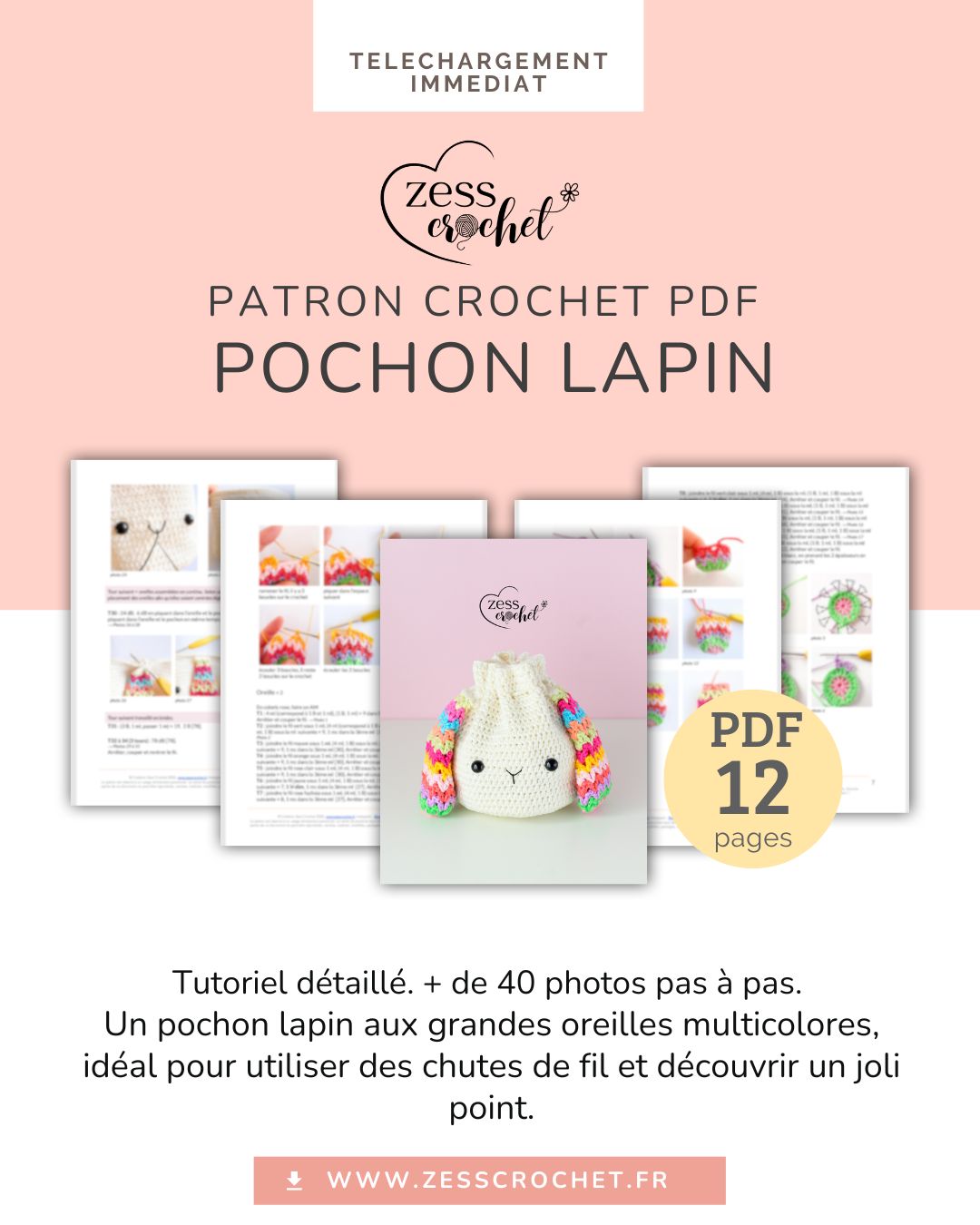 patron crochet pochon lapin paques