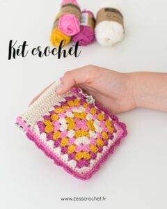 Kit crochet pochette granny square