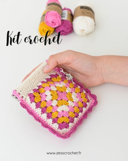 Kit crochet pochette granny square